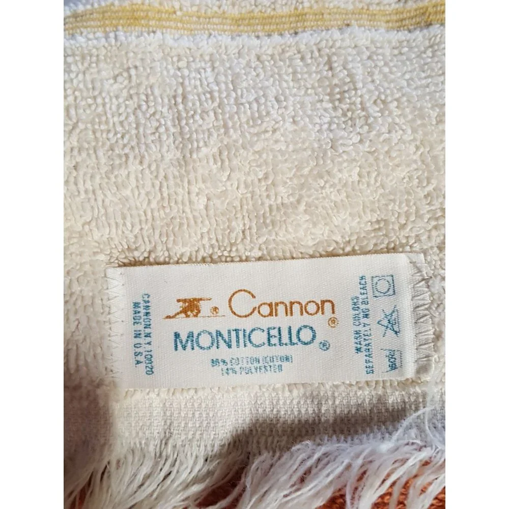 Vintage Cannon Monticello 1 Bath Towel Cream Yellow Sculpted 43x21